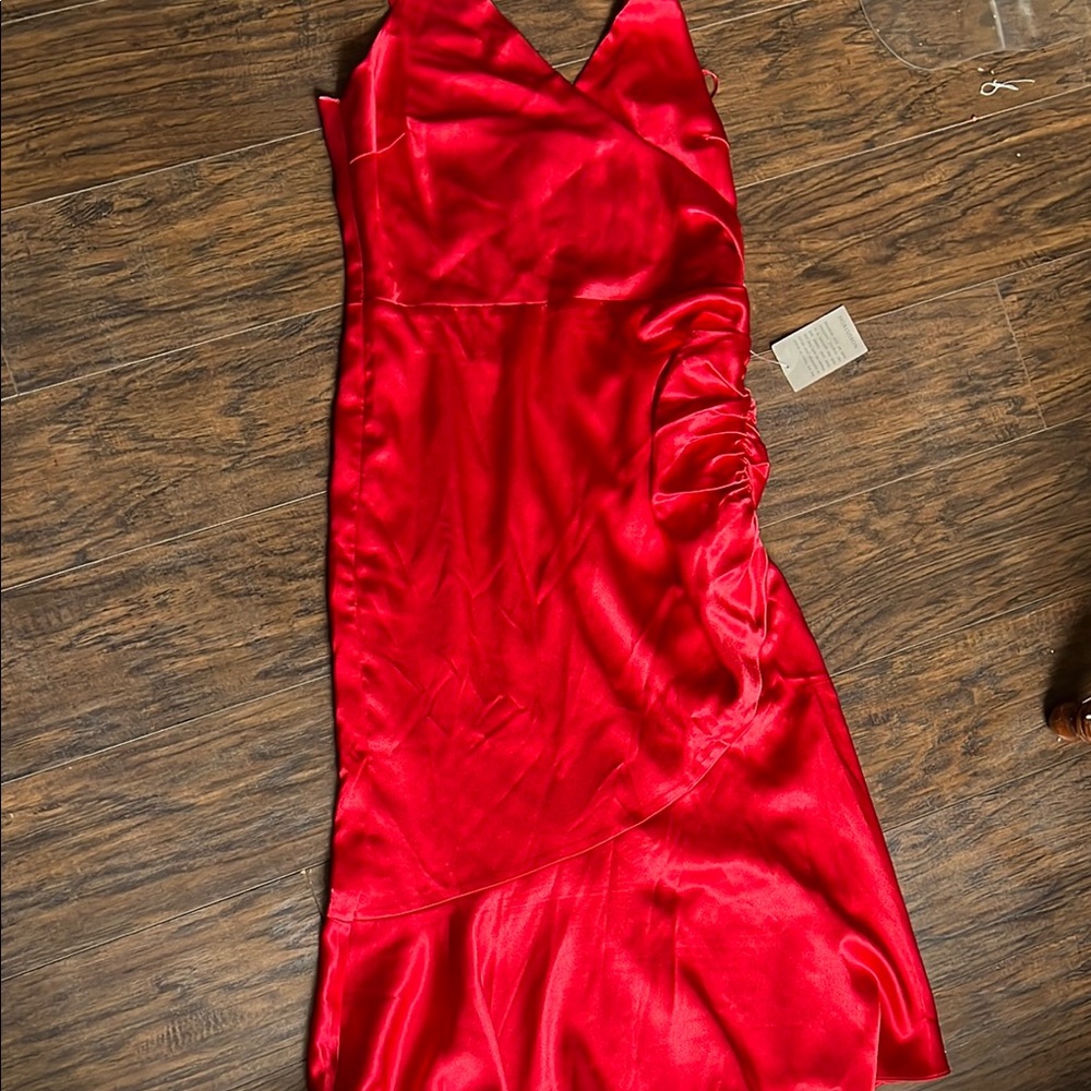 Chelsea28 Red Asymmetrical Sheath Dress V-neck Sleeveless